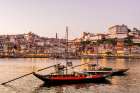 Rabelo boats on the Douro River, Porto, Portugal. Art Print